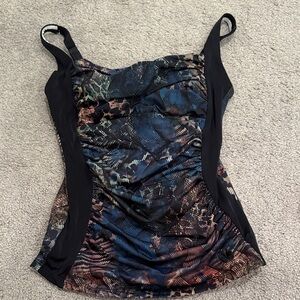 Hapari Women’s Black Multi-Color Ruched Tankini